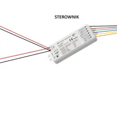 Schemat podłączenia kilku taśm LED 24V do jednego sterownika zasilanego z dwóch zasilaczy 24V 200W.