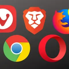 Ikony popularnych przeglądarek internetowych: Vivaldi, Brave, Firefox, Chrome, Opera. To narzędzia, dzięki którym przeglądasz sieć.