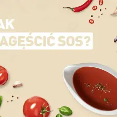 Jak zagęścić sos? Na zdjęciu sos pomidorowy w sosjerce, pomidory, bazylia, czosnek, cebula, papryczka chili i pieprz.