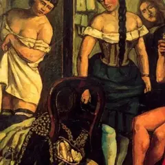 Escena de burdel con mujeres y una anciana con abanico, obra de José Gutiérrez Solana.