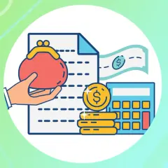 Ręka trzyma portmonetkę, obok rachunek, monety, banknot i kalkulator. Obrazek ilustruje, netto co to jest i jak zarządzać finansami.