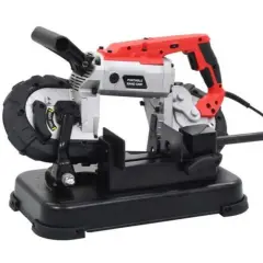 Sierra portátil de banda, ideal para cortar metal. Esta herramienta es una sierra de cinta, perfecta para trabajos de bricolaje.