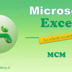Logo Microsoft Excel e la scritta "Le schede tecniche MCM". Un utile strumento se multiplo Excel.