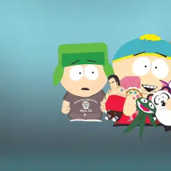 Postacie z South Park, w tym Kyle, Cartman, Kenny i Stan, w strojach z lekcji WF. To klasyczny south park dub!