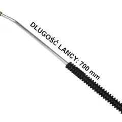 Metalowa lanca do myjki ciśnieniowej, długość 700 mm, z czarną, antypoślizgową rękojeścią.