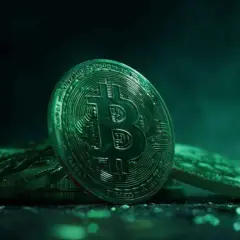 Złote monety bitcoin na ciemnym tle, sugerujące bitcoin prognozy na najbliższe dni.