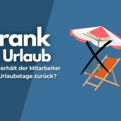Krank im Urlaub? Ein Liegestuhl unter einem Sonnenschirm mit einem großen X darüber. Wann erhält der Mitarbeiter seine Urlaubstage zurück?