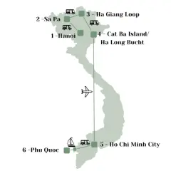 Reiseroute durch Vietnam: Hanoi, Sa Pa, Ha Giang Loop, Cat Ba Island/Ha Long Bucht, Ho Chi Minh City & Phu Quoc. Highlights einer unvergesslichen Reise.