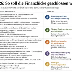 Der **gesundheitsreform aktueller stand** zeigt Maßnahmen zur Schließung der Finanzlücke: Dämpfung von Preis/Menge, weniger Zusatzleistungen, niedrigere Medikamentenausgaben, höhere Eigenbeteiligung.