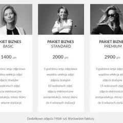Pakiety sesji biznesowych: Basic 1400 zł, Standard 2000 zł, Premium 2900 zł. Sprawdź, ile kosztuje sesja zdjęciowa dopasowana do Twoich potrzeb.