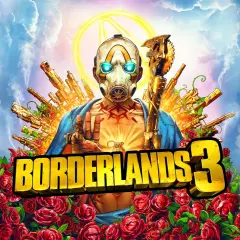 Psycho z Borderlands 3 otoczony bronią i różami. Flaga Polski sugeruje polskie spolszczenie gry.