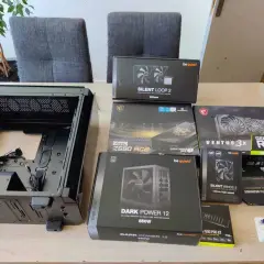 Liste de composants PC gamer : boîtier, carte mère, alimentation, carte graphique RTX 3060 Ti, watercooling, ventilateurs et RAM.