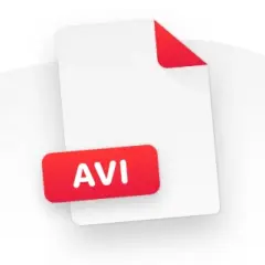 A digital file icon labeled "AVI" is shown, representing a video file format. This could be used for QuickTime.avi codec playback.
