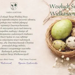 Wesołych Świąt Wielkanocnych! Gmina Gostynin składa życzenia radości i nadziei płynącej z tajemnicy Zmartwychwstania.
