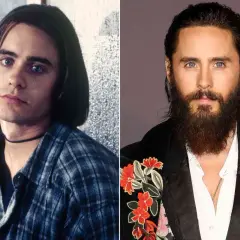 Jared Leto, en gång ung och klädd i rutigt, nu med skägg och blommig kavaj. Mitt så kallade liv.