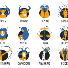 Zodiakalne symbole: Baran, Byk, Bliźnięta, Rak, Lew, Panna, Waga, Skorpion, Strzelec, Koziorożec, Wodnik, Ryby. Każdy znak zodiaku to saturn znak zodiaku.