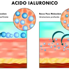 Acido ialuronico: alto peso molecolare per idratazione superficiale, basso peso molecolare per idratazione profonda.