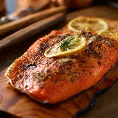 Perfekt gegarter Lachs mit Zitrone und Kräutern, die ideale Lachs Temperatur für ein saftiges Ergebnis.
