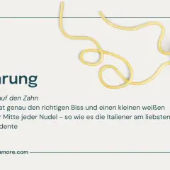 So wie koche ich nudeln? Al dente bedeutet "auf den Zahn". Perfekte Pasta hat Biss, wie auf dem Bild mit der Gabel gezeigt.