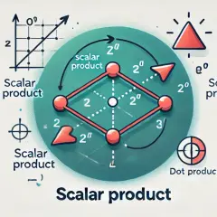 Ilustracja przedstawia koncepcję iloczynu skalarnego wektorów, z diagramami i wykresami.