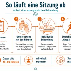 Beim ersten Mal: Anamnese, Untersuchung mit Händen, individuelle Behandlung & Empfehlungen. Osteopathie ist sanft & manuell.