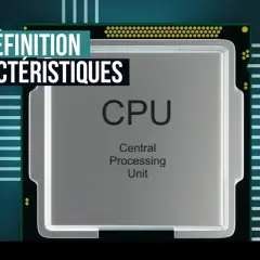 Vue rapprochée d'une architecture CPU, le cœur de l'ordinateur, avec des connexions lumineuses.