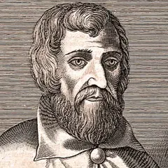 Retrato grabado de Arnau de Vilanova, con barba y cabello ondulado, mirando hacia adelante.