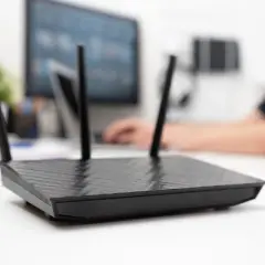 Router z antenkami na biurku. Czy można mieć internet w telefonie bez karty sim? Tak, dzięki Wi-Fi.
