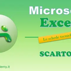 Logo Microsoft Excel con testo "Le schede tecniche" e "SCARTO". Impara l'offset Excel italiano.