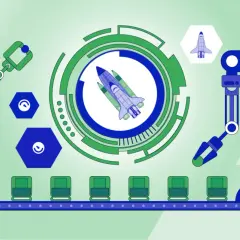 Roboty montują prom kosmiczny. Otif - wizja przyszłości produkcji.