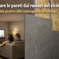 Pannelli grigi per controsoffitti acustici, con isolamento in lana di roccia visibile. Ideali per bloccare i rumori dei vicini.