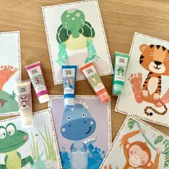 Kreative Fingerfarben Ideen: Bunte Tierbilder mit Hand- und Fußabdrücken entstehen. Perfekt für kleine Künstler!