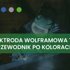 Kolory elektrod TIG: przewodnik po rodzajach wolframu. Spawacz w masce ochronnej, łuk spawalniczy.