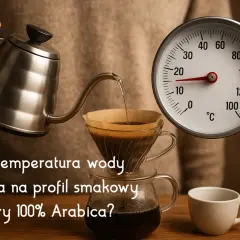 Dopasuj temperaturę wody do kawy sypanej, by odkryć pełnię smaku 100% Arabiki. Termometr pokazuje idealną temperaturę.