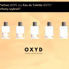 Pięć buteleczek perfum, od lewej: woda perfumowana (EDP) czy woda toaletowa (EDT)? Wybór zależy od Ciebie.
