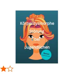 Illustration einer weinenden Jugendlichen mit der Aufschrift "Körperdysmorphe Störung bei Jugendlichen". Hilft bei der Bewältigung von Körperbildproblemen.