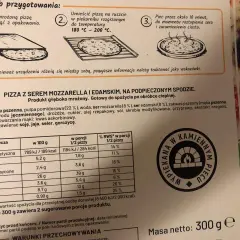 Pizza Margherita 30 cm z serem mozzarella i edamem, gotowa do pieczenia, z informacjami o wartościach odżywczych.