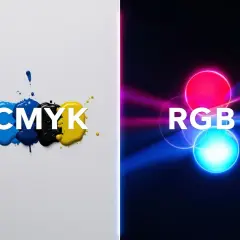 CMYK - plamy tuszu, RGB - świecące kręgi. Dwa światy, jedno mieszanie barw podstawowych.