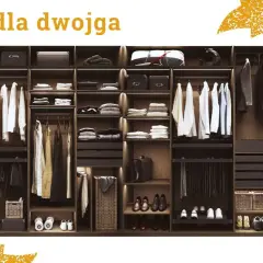 Elegancki projekt szafy do sypialni dla dwojga, z miejscem na ubrania i akcesoria.