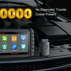 Urządzenie diagnostyczne iCarsoft CR MAX BT pokazuje P0000, co oznacza brak kodów błędów. Idealne do sprawdzania stanu pojazdu.