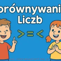 Dzieci uczą się porównywać liczby, używając znaków: większy niż, równy, mniejszy niż.