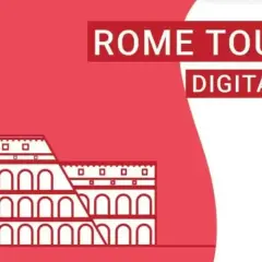 Koloseum na tle napisu "ROME TOURIST DIGITAL PASS". Twój bilet do Rzymu!