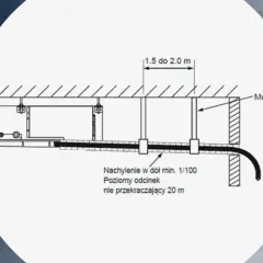 Schemat instalacji klimatyzacji: odprowadzenie skroplin z klimatyzacji przepisy, nachylenie 1/100, mocowania.