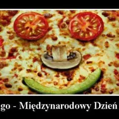 Uśmiechnięta pizza z pomidorów, pieczarki i papryki. Świętujemy Międzynarodowy Dzień Pizzy!