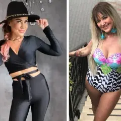 Agnieszka Kotańska, wiek nie gra roli, gdy masz taki styl. Dwie stylizacje: czarny komplet z kapeluszem i kolorowy kostium kąpielowy.