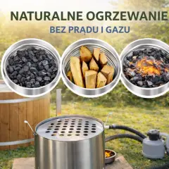 Naturalne ogrzewanie basenu koza: węgiel, drewno i żar. Ekologiczne rozwiązanie bez prądu i gazu.