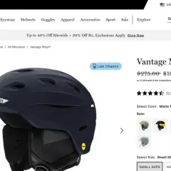 Granatowy kask z przyłbicą Smith Vantage Mips, idealny na stok. Ostatnia szansa na zakup w promocyjnej cenie.
