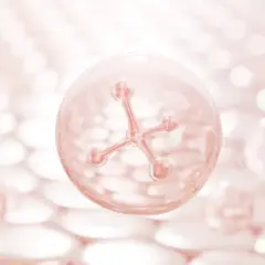 Molecola di acido salicilico in una bolla, simbolo di miglioramento della pelle prima e dopo.