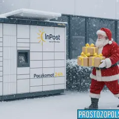 Święty Mikołaj niesie prezenty do Paczkomatu InPost. Dowiedz się, jak zapakować paczkę InPost, by dotarła na czas.