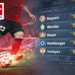 Piłkarz kopie piłkę, a obok lista drużyn Bundesligi z kursami. Czas na emocjonujące sparingi i typowanie wyników!